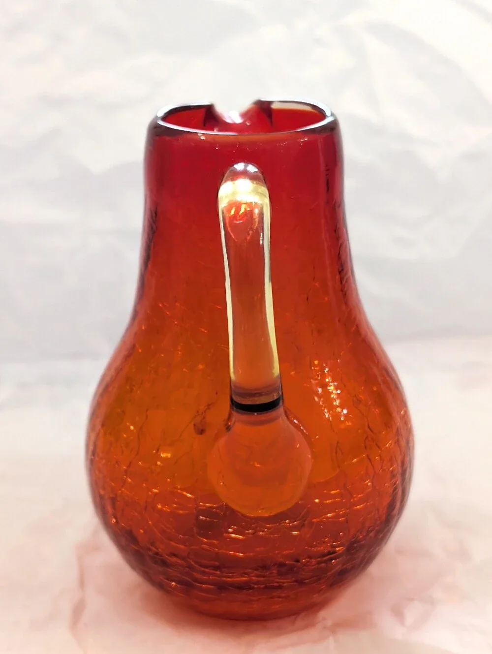 Vintage Mid-century Modern Amberina Crackle Art Glass Mini-Pitcher